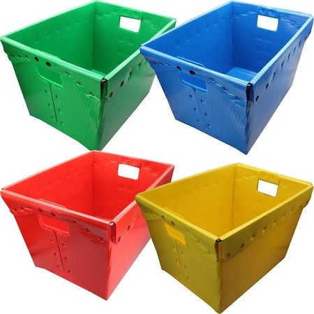 Flipside Storage Bin, Plastic, WireRim, 13-1/4in x 18-1/4in x 11-3/5in, Assorted, 4PK FLP40192
